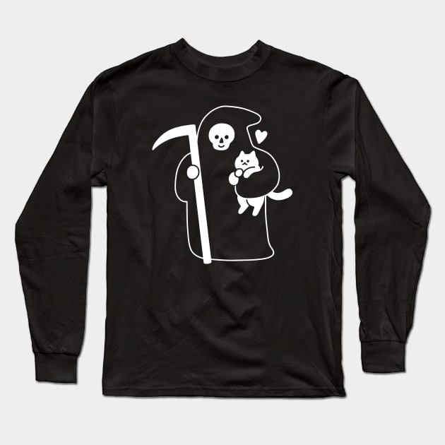 The Grim Reaper Loves Cats Long Sleeve T-Shirt by obinsun